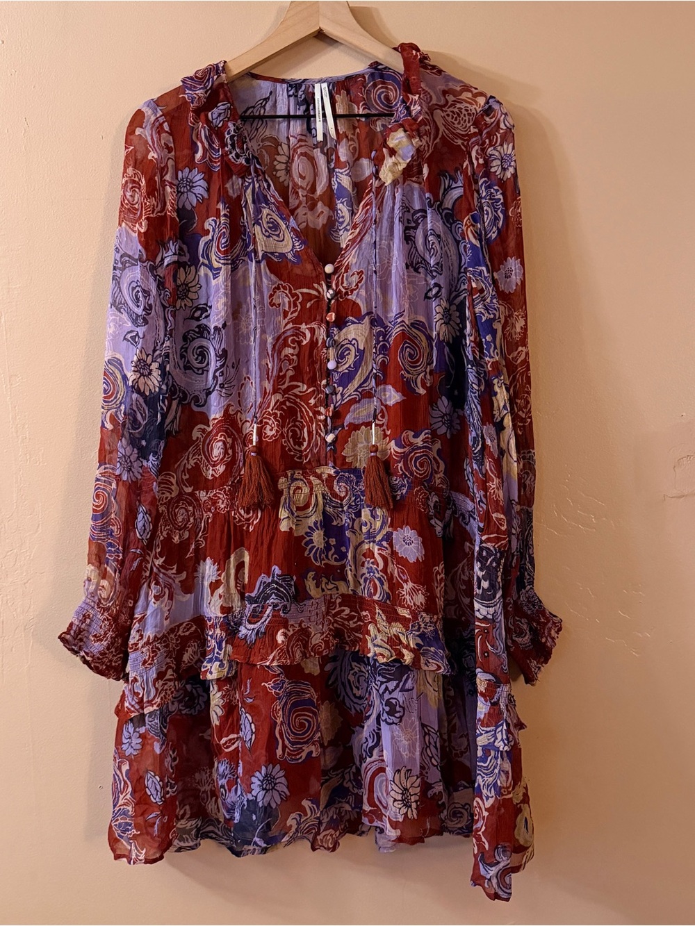 Anthropologie The Marias Printed Chiffon Mini Dress Small Fairy Core Whimsical